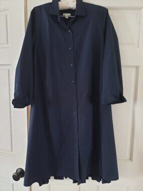 Pleat-back J. Jill button-up navy shirtdress
